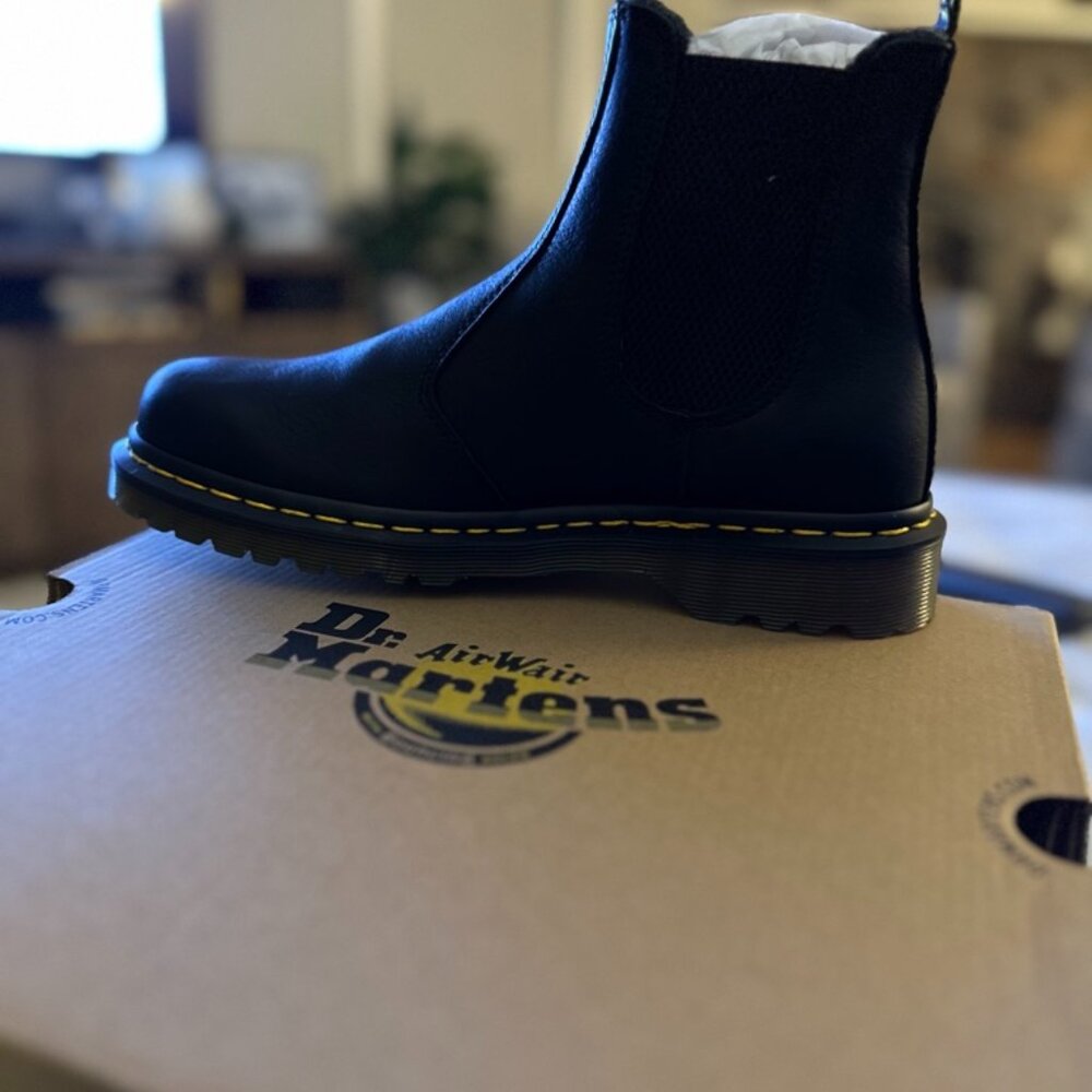 New Dr. Martens "Grizzly" Fleece Lined Chelsea Boot in Black